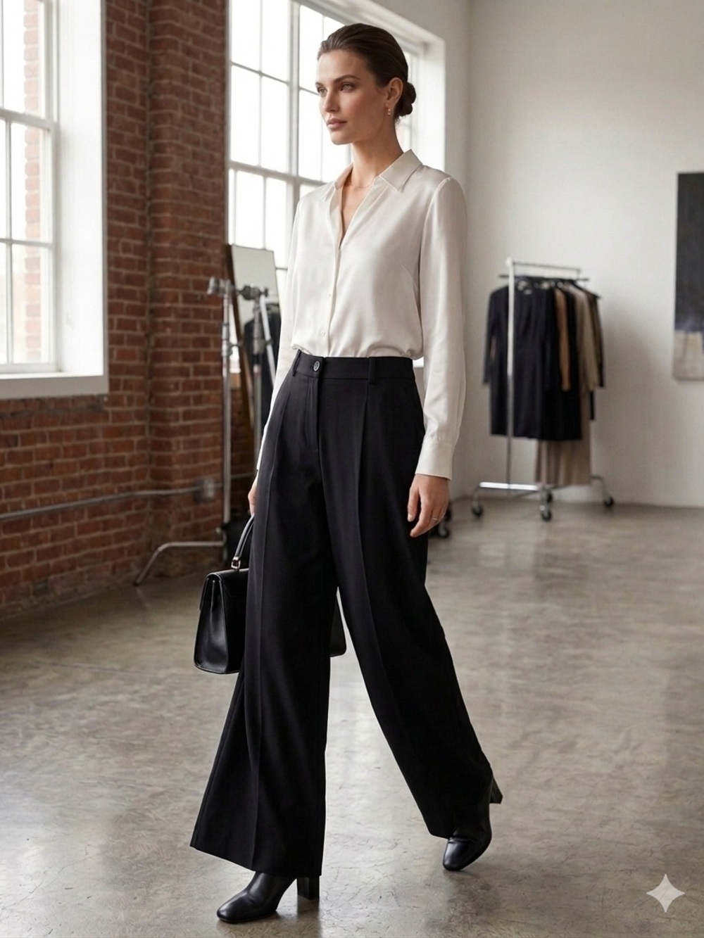Lauren Ralph Lauren Black Wide-Leg Dress Pants